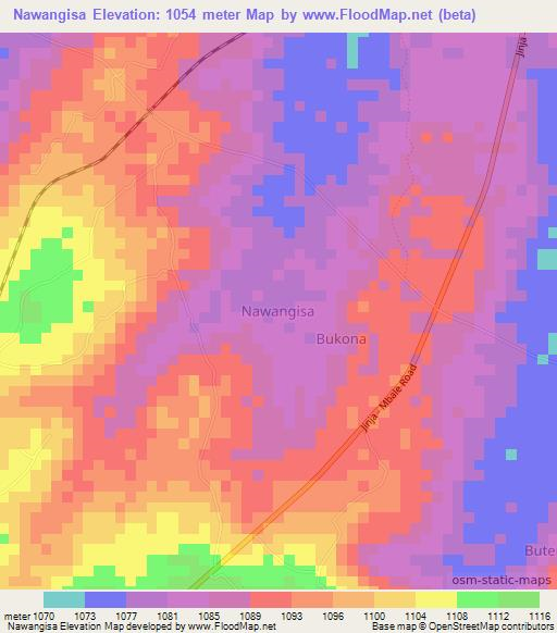 Nawangisa,Uganda Elevation Map