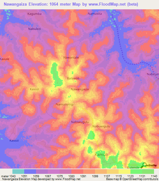 Nawangaiza,Uganda Elevation Map