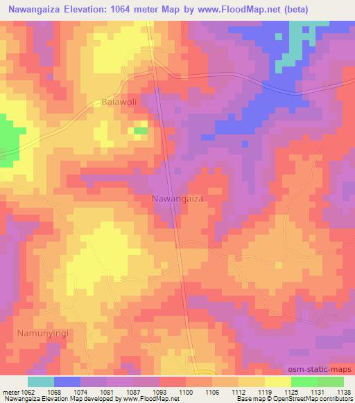 Nawangaiza,Uganda Elevation Map