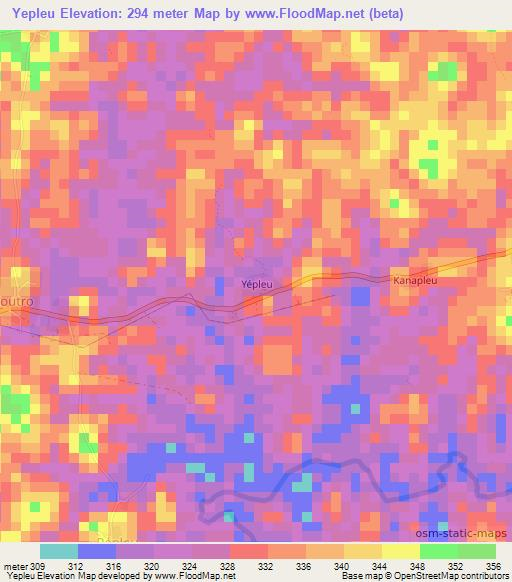 Yepleu,Ivory Coast Elevation Map