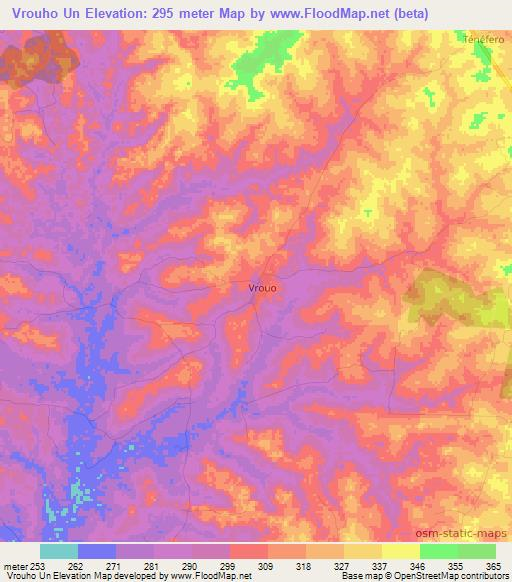 Vrouho Un,Ivory Coast Elevation Map