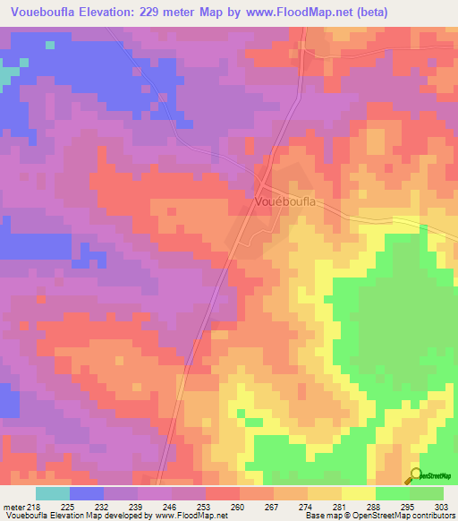 Voueboufla,Ivory Coast Elevation Map