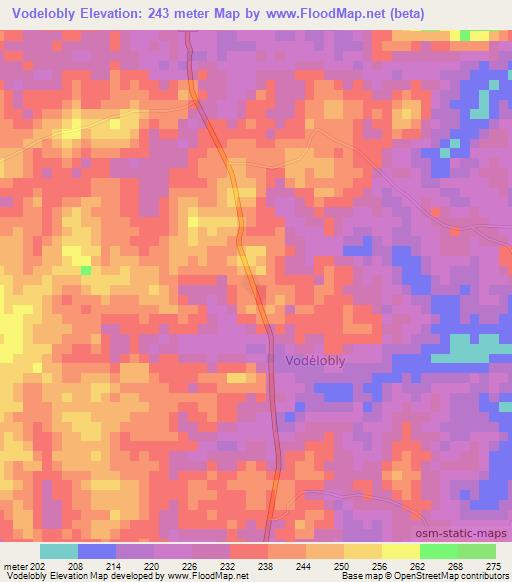 Vodelobly,Ivory Coast Elevation Map