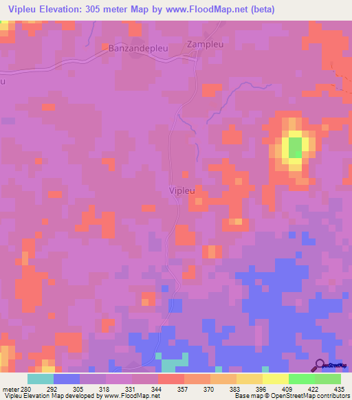 Vipleu,Ivory Coast Elevation Map