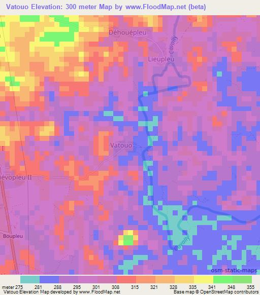 Vatouo,Ivory Coast Elevation Map