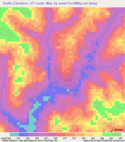 Vaafla,Ivory Coast Elevation Map