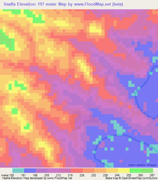 Vaafla,Ivory Coast Elevation Map