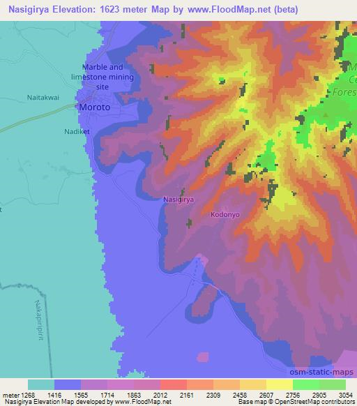 Nasigirya,Uganda Elevation Map