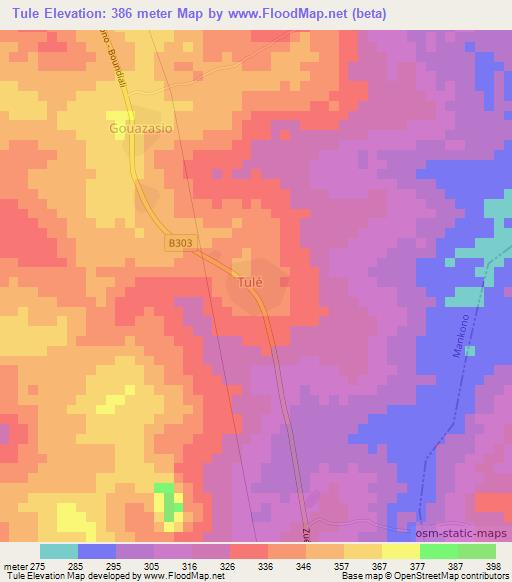 Tule,Ivory Coast Elevation Map