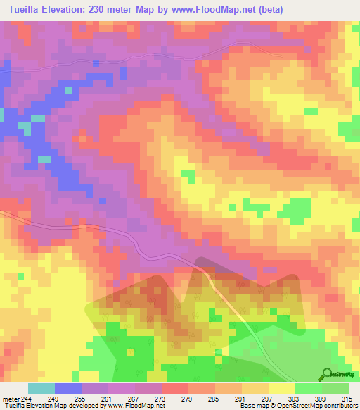 Tueifla,Ivory Coast Elevation Map