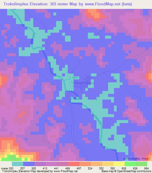 Trokolimpleu,Ivory Coast Elevation Map