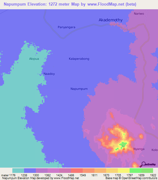 Napumpum,Uganda Elevation Map