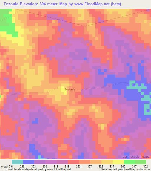 Tozoula,Ivory Coast Elevation Map
