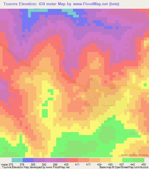 Tourvre,Ivory Coast Elevation Map