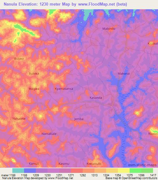 Nanula,Uganda Elevation Map