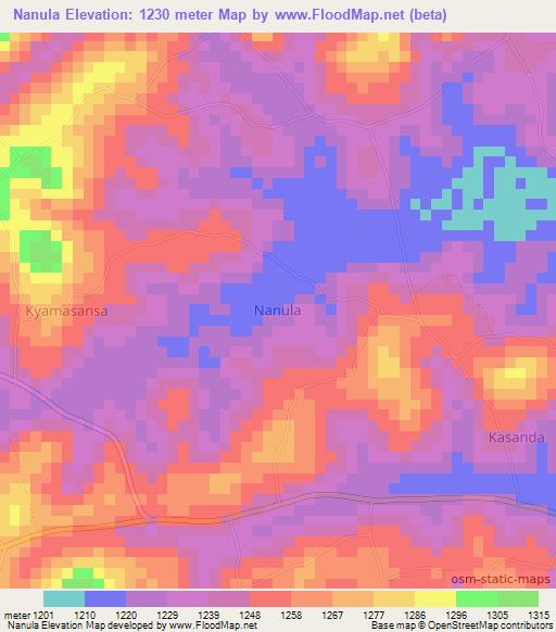 Nanula,Uganda Elevation Map