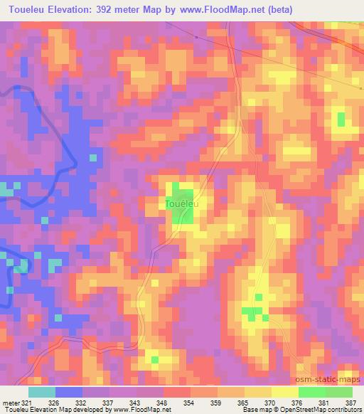 Toueleu,Ivory Coast Elevation Map