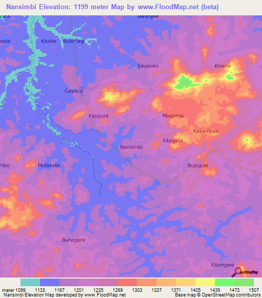 Nansimbi,Uganda Elevation Map