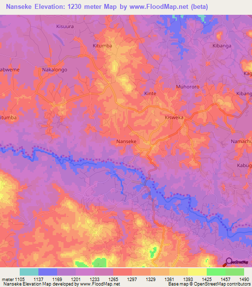 Nanseke,Uganda Elevation Map