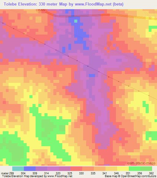 Tolebe,Ivory Coast Elevation Map