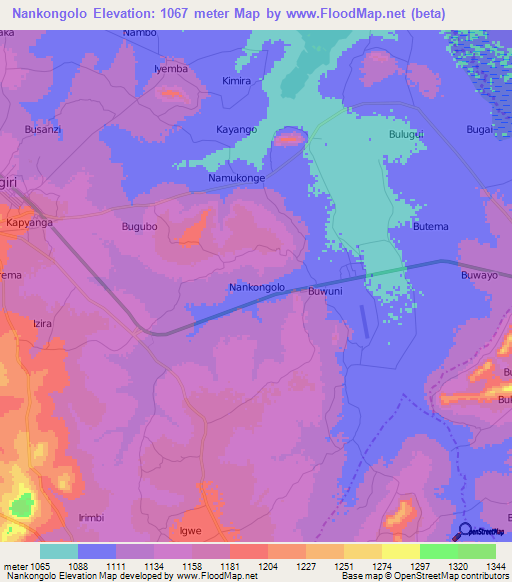 Nankongolo,Uganda Elevation Map