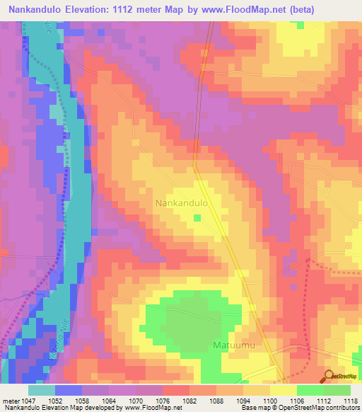 Nankandulo,Uganda Elevation Map