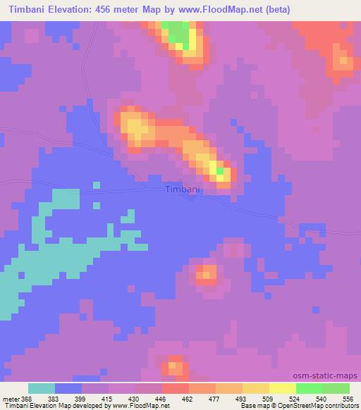 Timbani,Ivory Coast Elevation Map