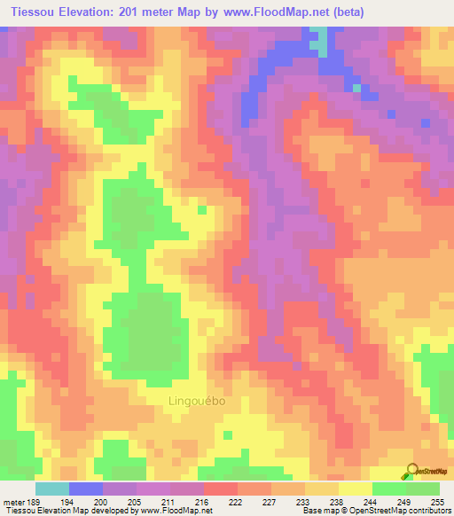 Tiessou,Ivory Coast Elevation Map
