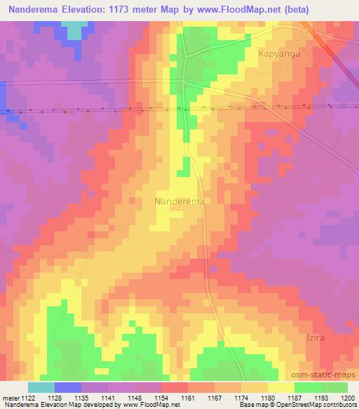Nanderema,Uganda Elevation Map