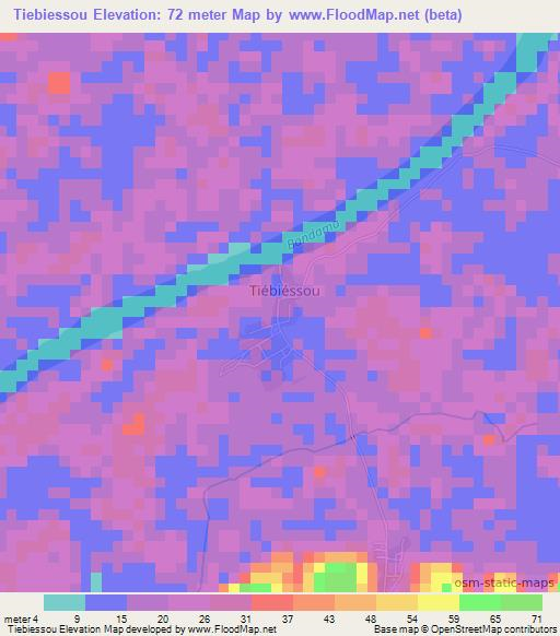 Tiebiessou,Ivory Coast Elevation Map