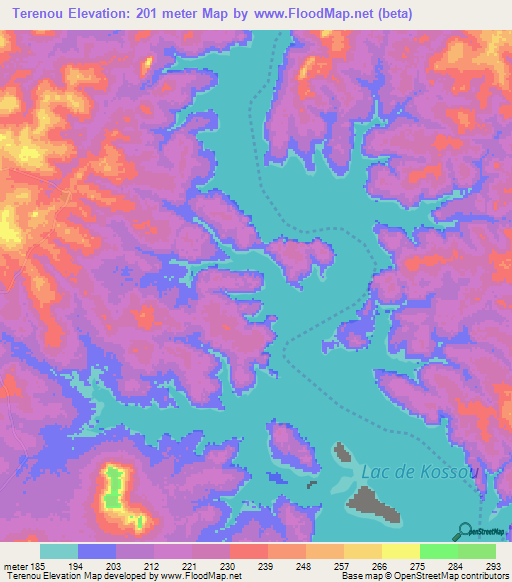 Terenou,Ivory Coast Elevation Map
