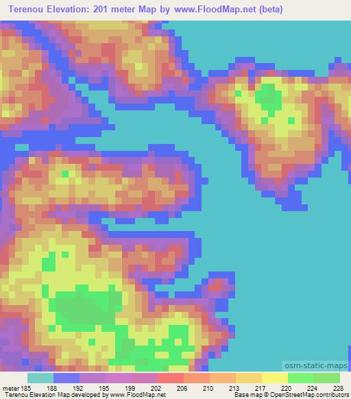 Terenou,Ivory Coast Elevation Map
