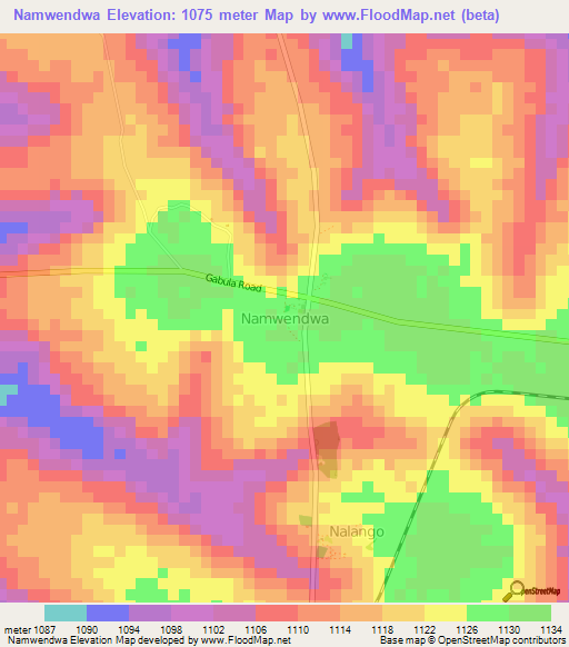 Namwendwa,Uganda Elevation Map