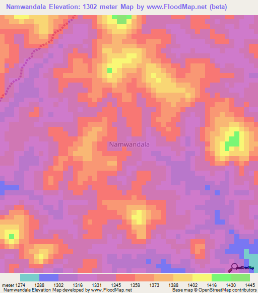 Namwandala,Uganda Elevation Map