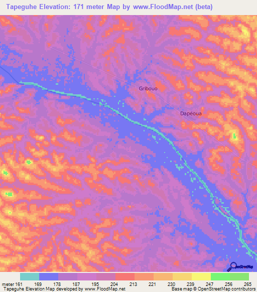 Tapeguhe,Ivory Coast Elevation Map