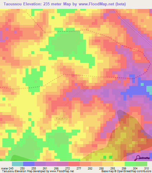 Taoussou,Ivory Coast Elevation Map