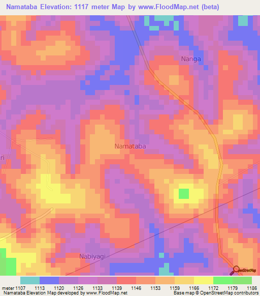 Namataba,Uganda Elevation Map