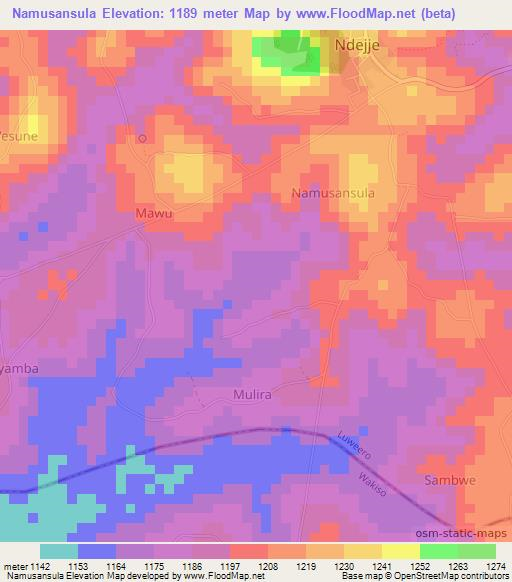 Namusansula,Uganda Elevation Map