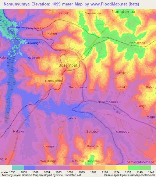 Namunyumya,Uganda Elevation Map
