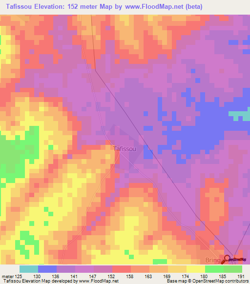 Tafissou,Ivory Coast Elevation Map