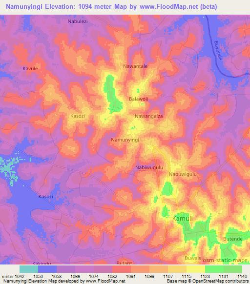 Namunyingi,Uganda Elevation Map