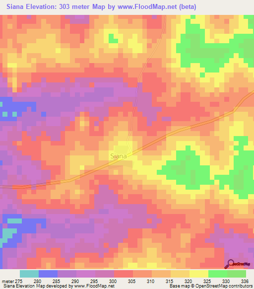 Siana,Ivory Coast Elevation Map
