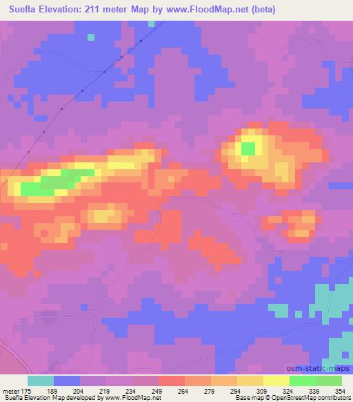 Suefla,Ivory Coast Elevation Map