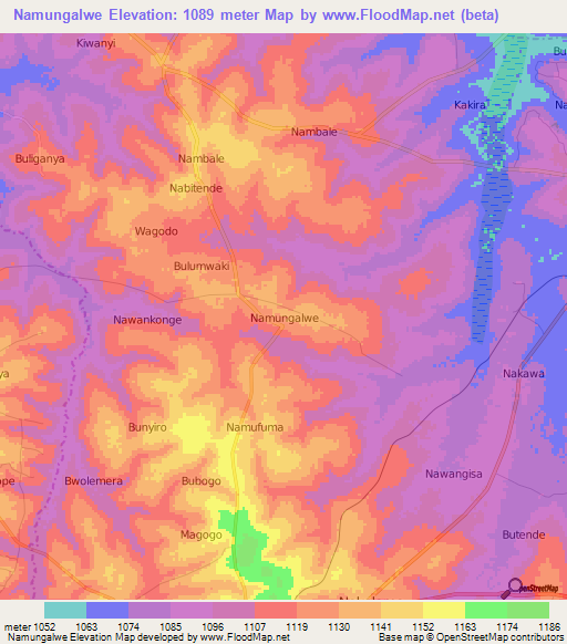 Namungalwe,Uganda Elevation Map