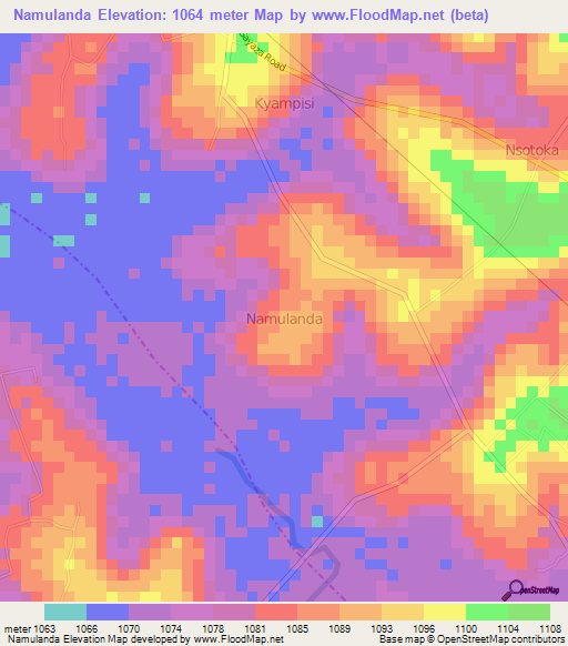 Namulanda,Uganda Elevation Map