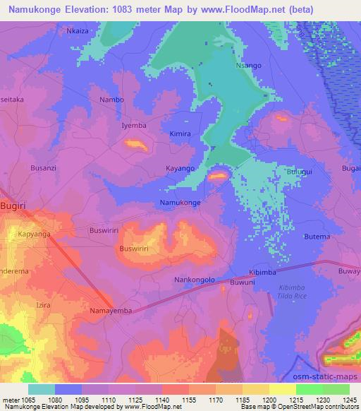 Namukonge,Uganda Elevation Map