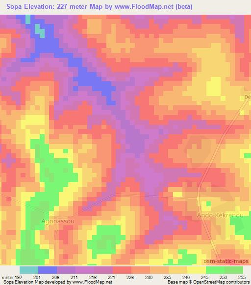 Sopa,Ivory Coast Elevation Map