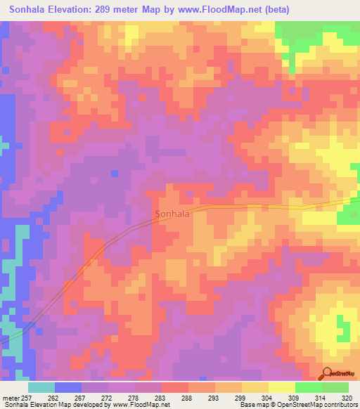 Sonhala,Ivory Coast Elevation Map