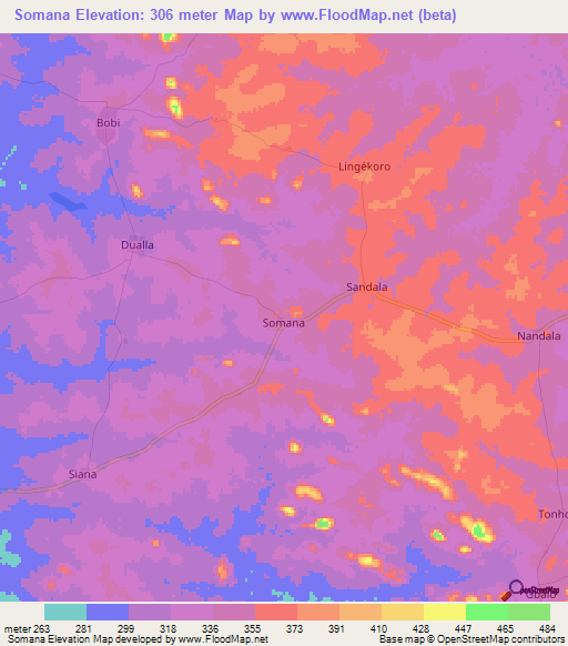 Somana,Ivory Coast Elevation Map