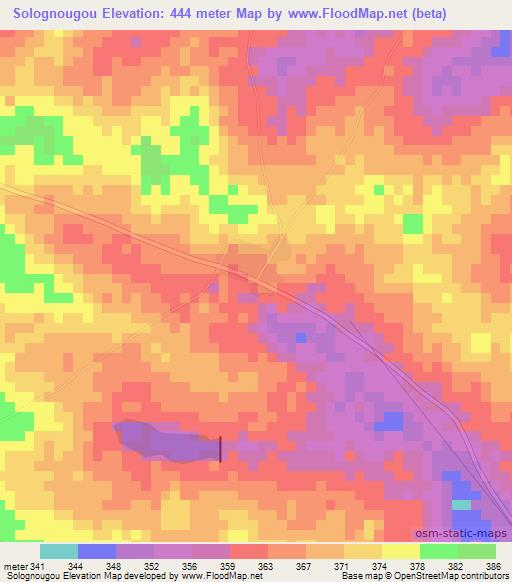 Solognougou,Ivory Coast Elevation Map